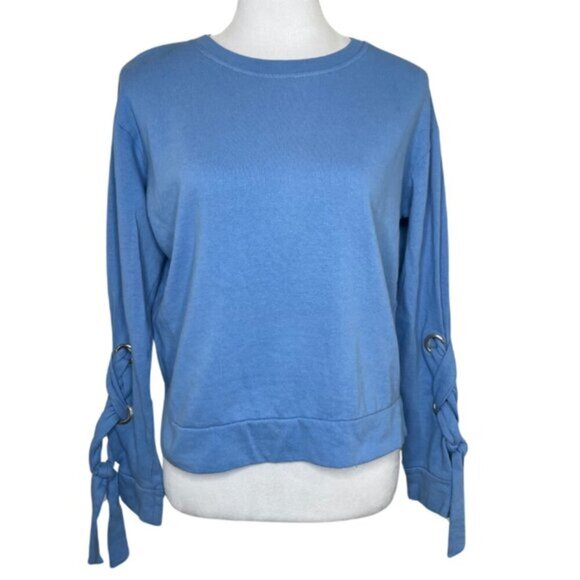 Arizona Jean Medium Pullover Sweater Crew Neck Lace Long Sleeve Blue Large - Picture 1 of 6